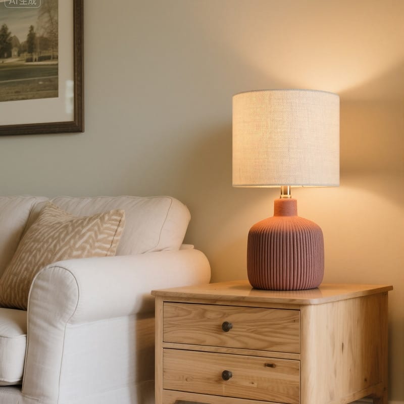 KAWOTI Fluted Ceramic Table Lamp (H18.25" x W10" x D10")