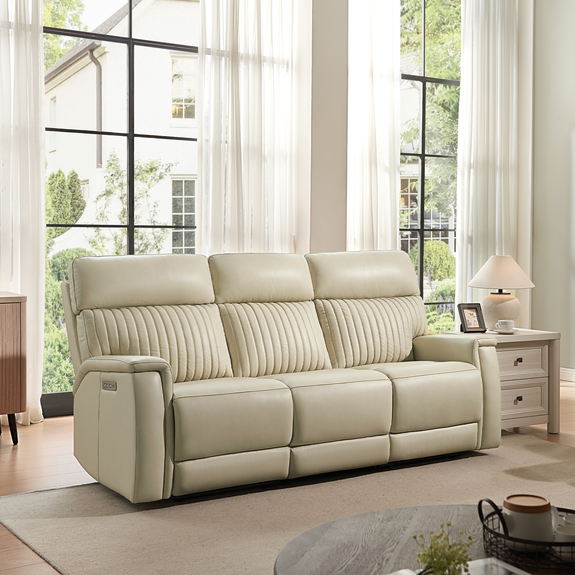 83.5'' Leather Zero Gravity Power Reclining Sofa with Power Headrest and Power Lumbar,USB&USB-C Port