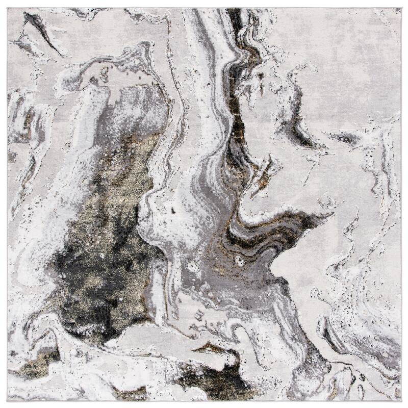 SAFAVIEH Amelia Berendina Modern Abstract Rug - 6'7" Square - Grey/Gold