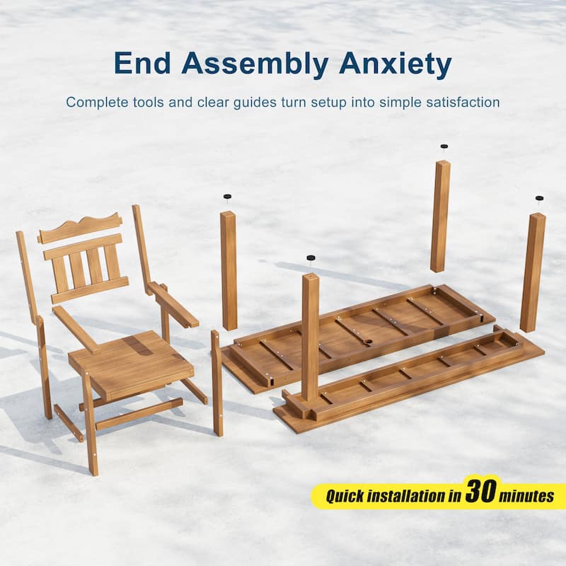 HIPS Outdoor Dining Set, Ergonomic Patio Chairs and Table(Set of 7)