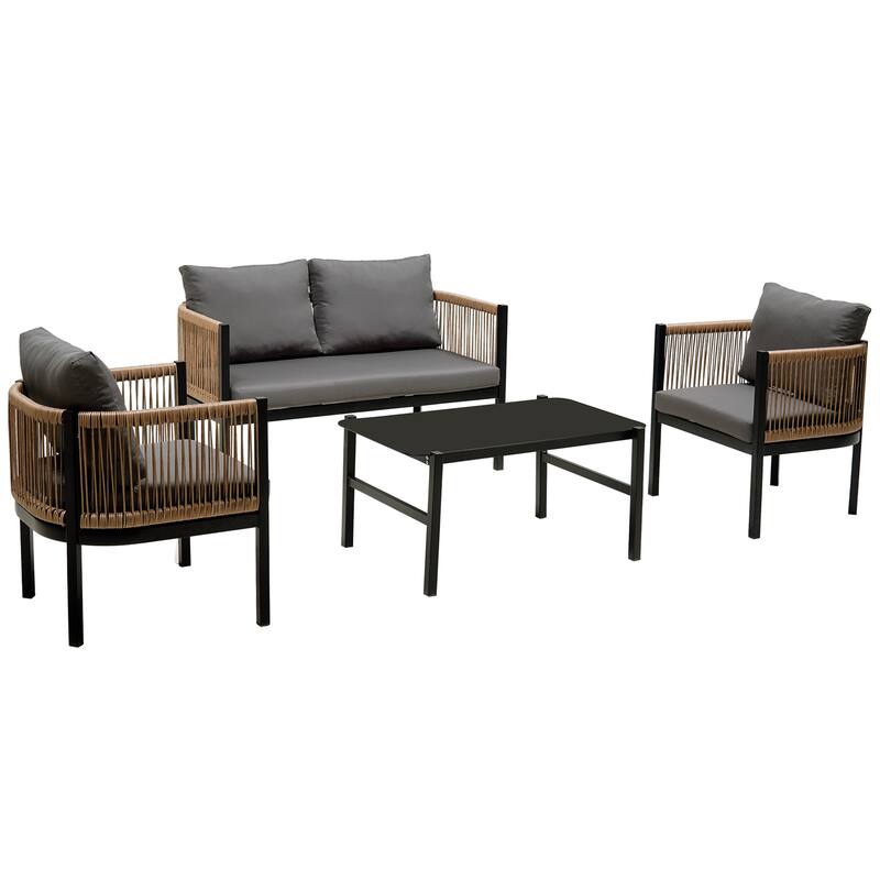 4-Piece Multi-Person Outdoor Sofa Set with A Table