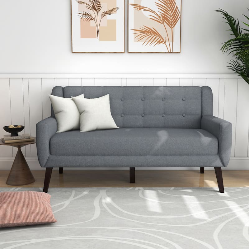 Tufted Linen/Cotton Loveseat with 2 Accent Chairs