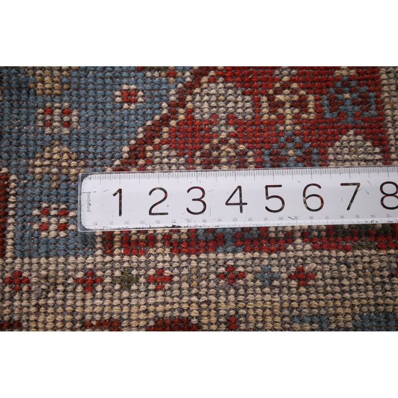 Blue Geometric Kazak Indian Foyer Rug Handmade Wool Carpet - 2'6"x 6'0"