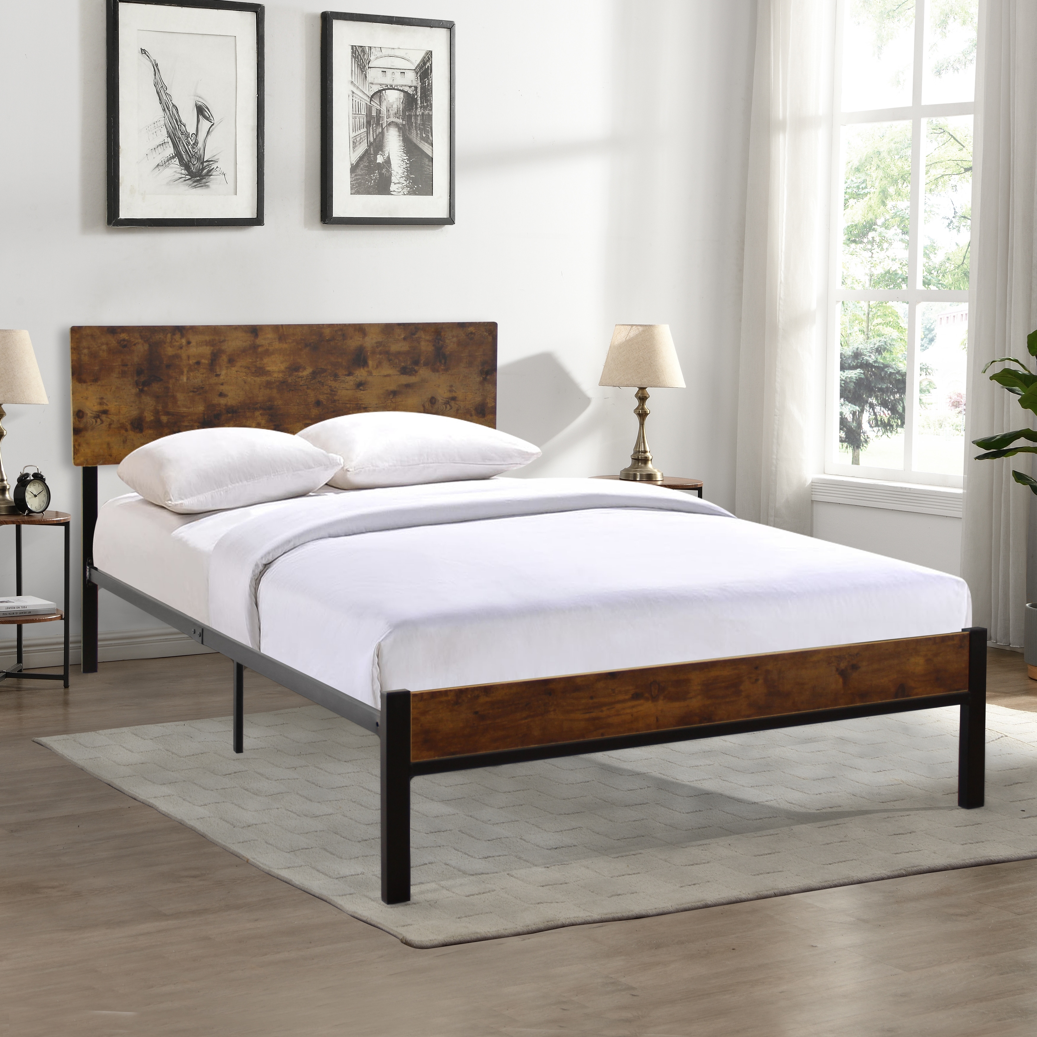 Twin metal bed sales frame headboard footboard