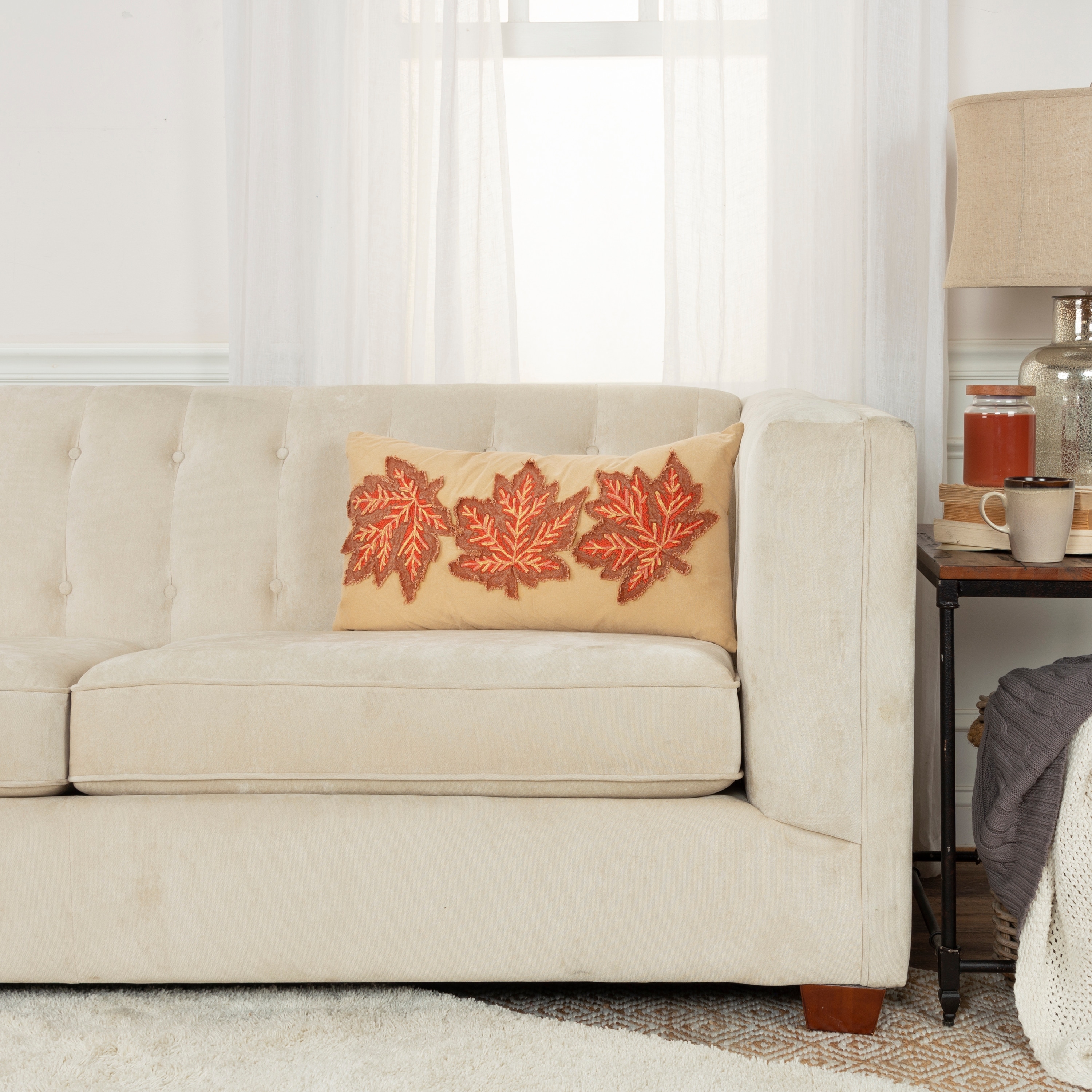 Rizzy Home Fall Leaves Throw Pillow