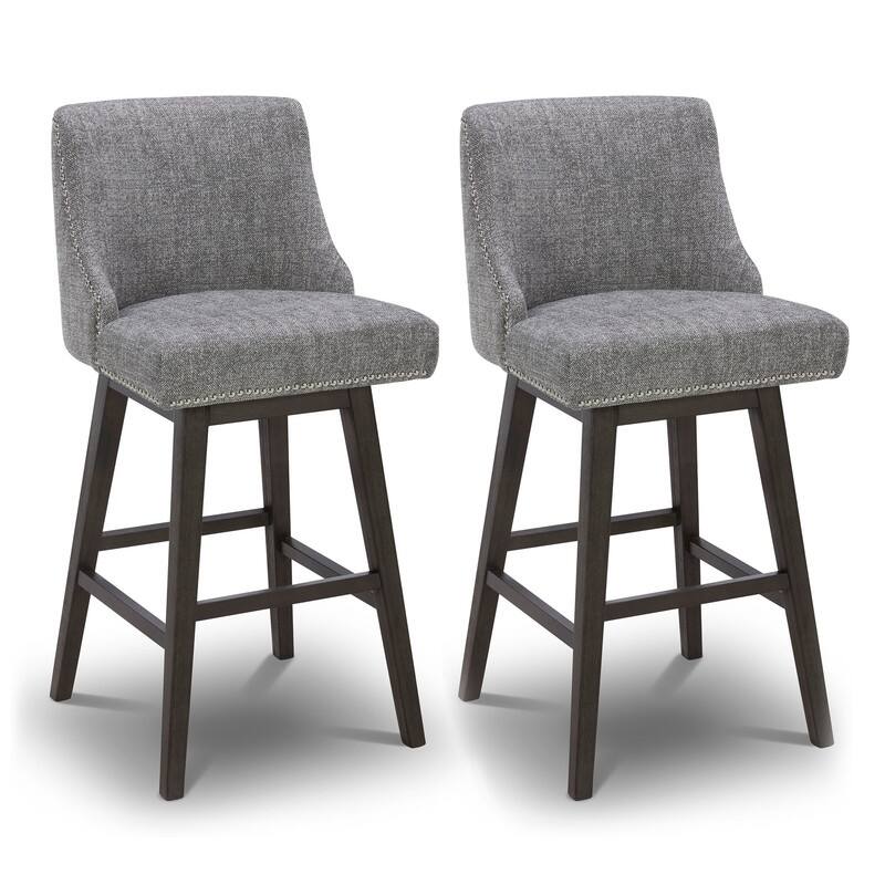 Spruce & Spring Oliver Counter Height Swivel Barstool Set - Set of 2 - Pebble Grey - Bar Height