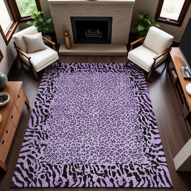 Premium Washable Super Soft Animal Print Border Mayfield Rug