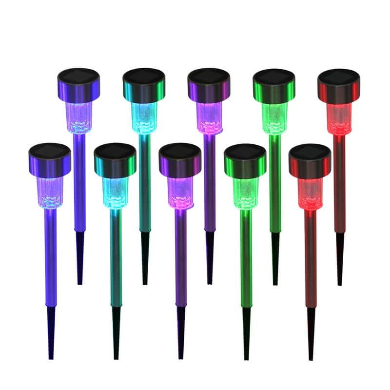 10-Piece 5W High Brightness Solar Power LED Lawn Lamps (Cold White/Warm White/Colorful) - Colorful