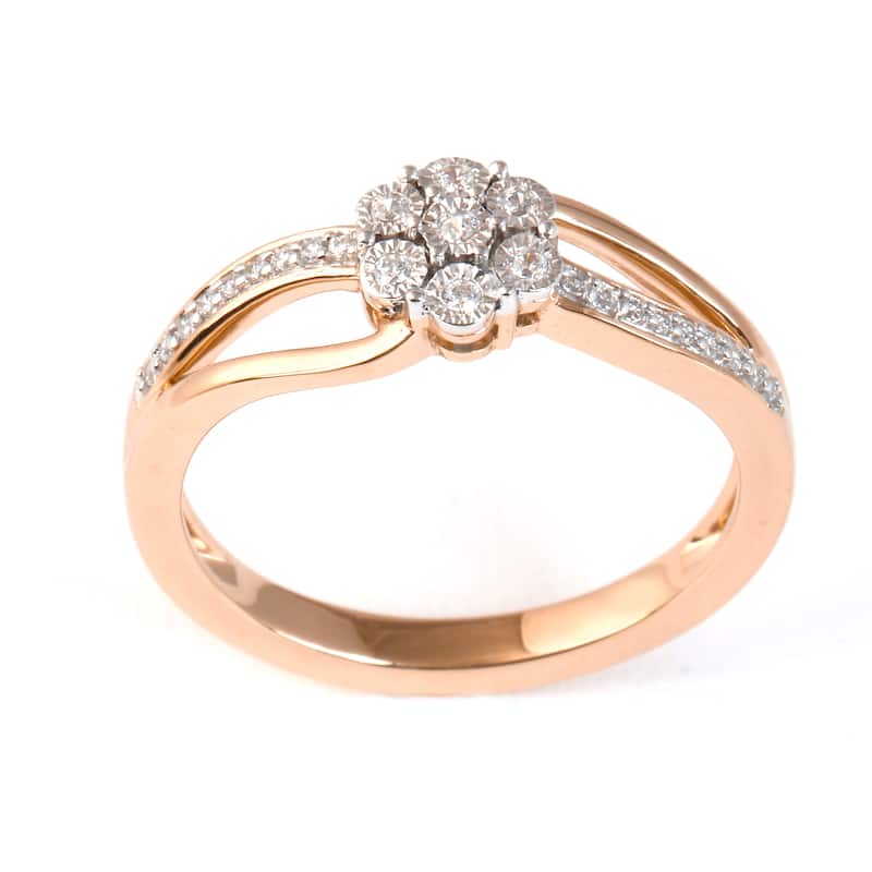 1/10ct TDW Diamond Floral Cluster Ring in Silver for Women