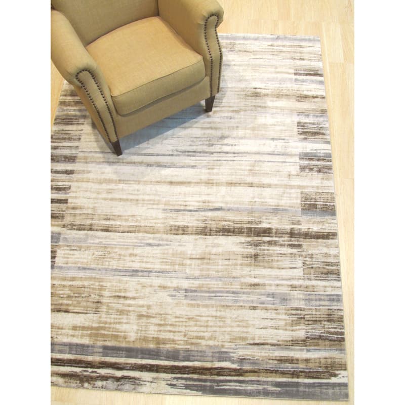 Ivory Transitional Stripe Distressed Bohemian Isabella Striped Area Rug - 5' 3 x 7' 3