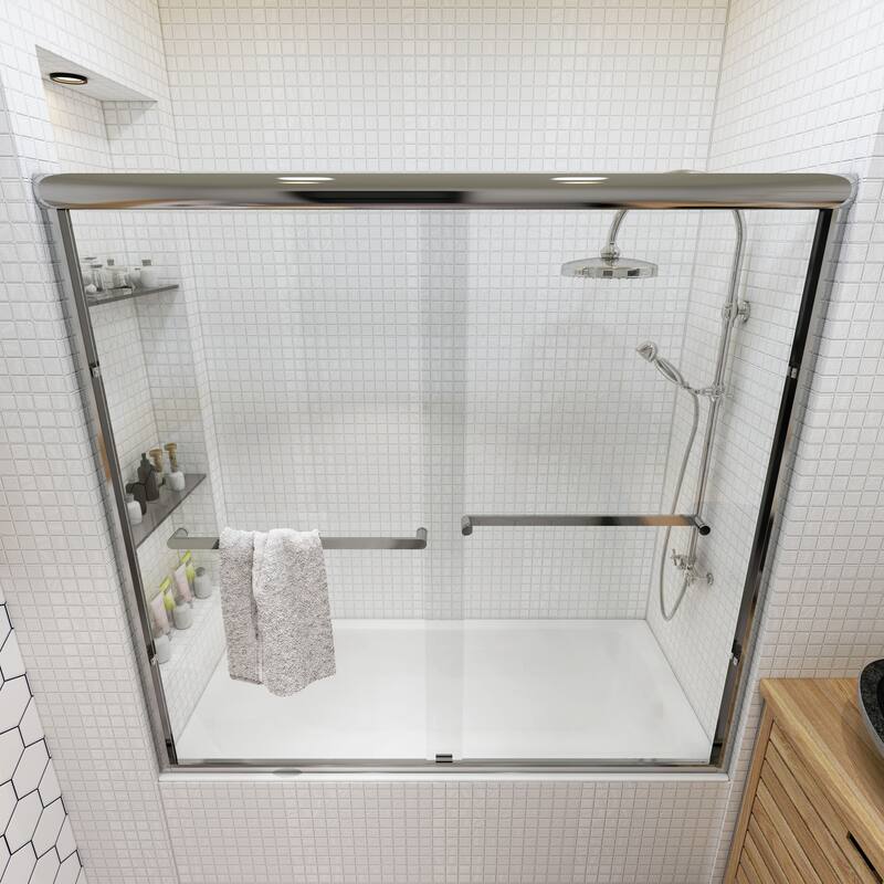 TOOLKISS Double Sliding Bathtub Shower Door - 56-60 inch.W x 58 inch.H - 56-60 inch.W x 58 inch.H