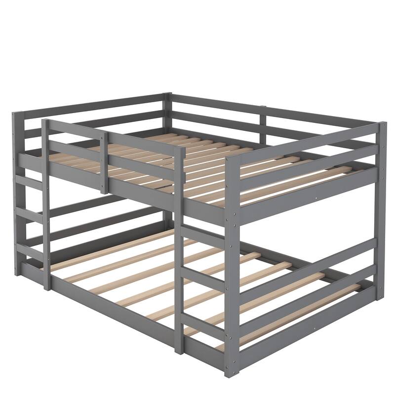 Roomfitters Full Over Full Bunk Bed with Ladder, Modern Shared Room Bed Frame for Two Sleepers