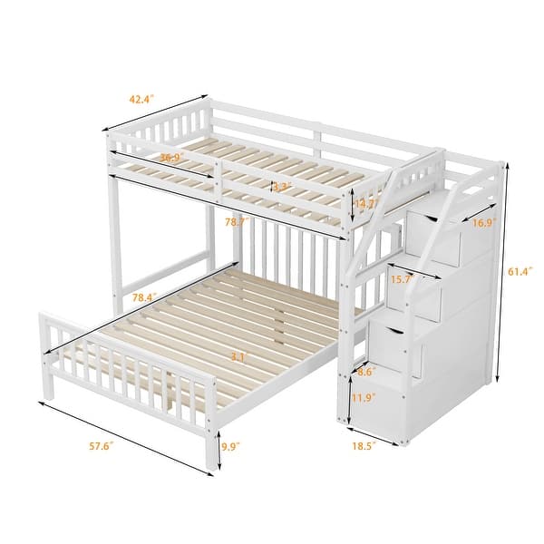 Twin over Full Wood Loft Bed with Staircase - Bed Bath & Beyond - 36681275