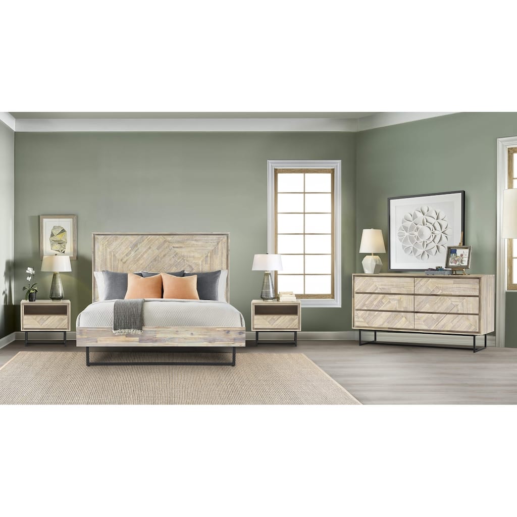 Peridot 4 Piece Bedroom Set in Natural Acacia Wood