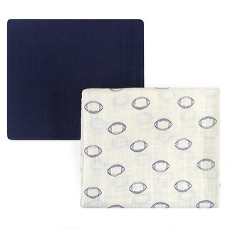Hudson Baby Infant Boy Cotton Muslin Swaddle Blankets, Football, One Size - Football - 2-Pack