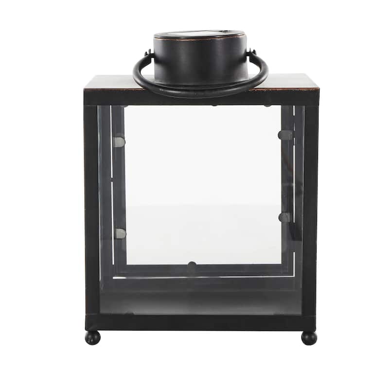 Metal Modern Indoor Outdoor Candle Lantern with Gold Accents - Black - Roche River Decor