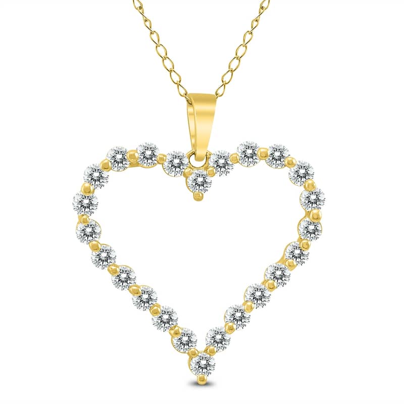 Marquee 1 CTW Diamond Heart Pendant in 14K Yellow Gold