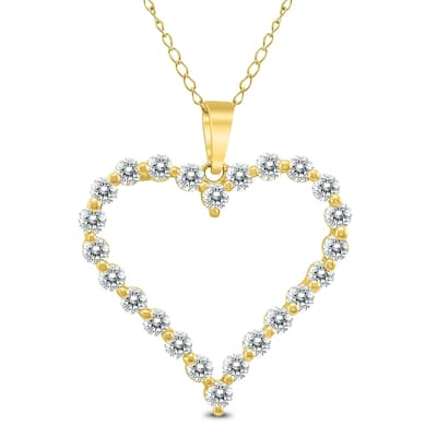 Marquee 1 CTW Diamond Heart Pendant in 14K Yellow Gold