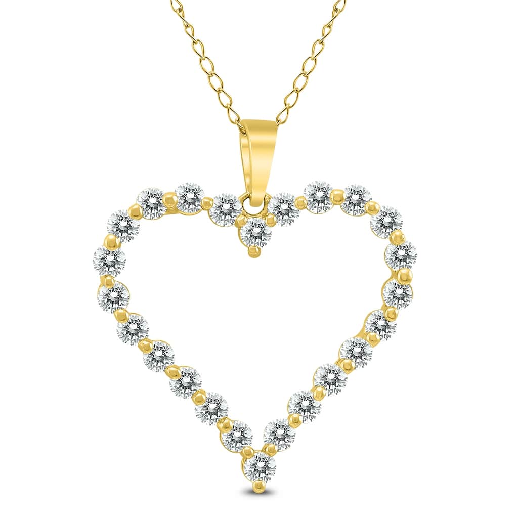 Marquee 1 CTW Diamond Heart Pendant in 14K Yellow Gold