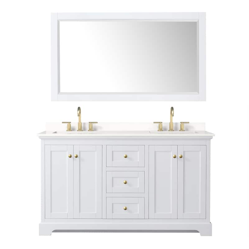 Avery 60-inch Double Vanity, Quartz Top, 58-inch Mirror