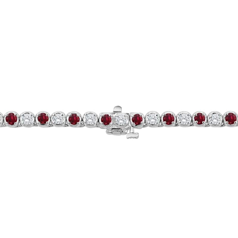 Auriya 14k Gold Ruby and Diamond Tennis Necklace