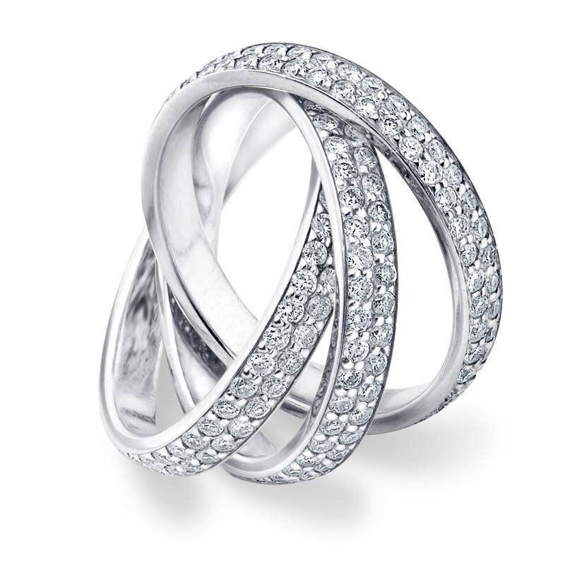 2 3/4ct Rolling Ring Diamond Pave Eternity White Gold