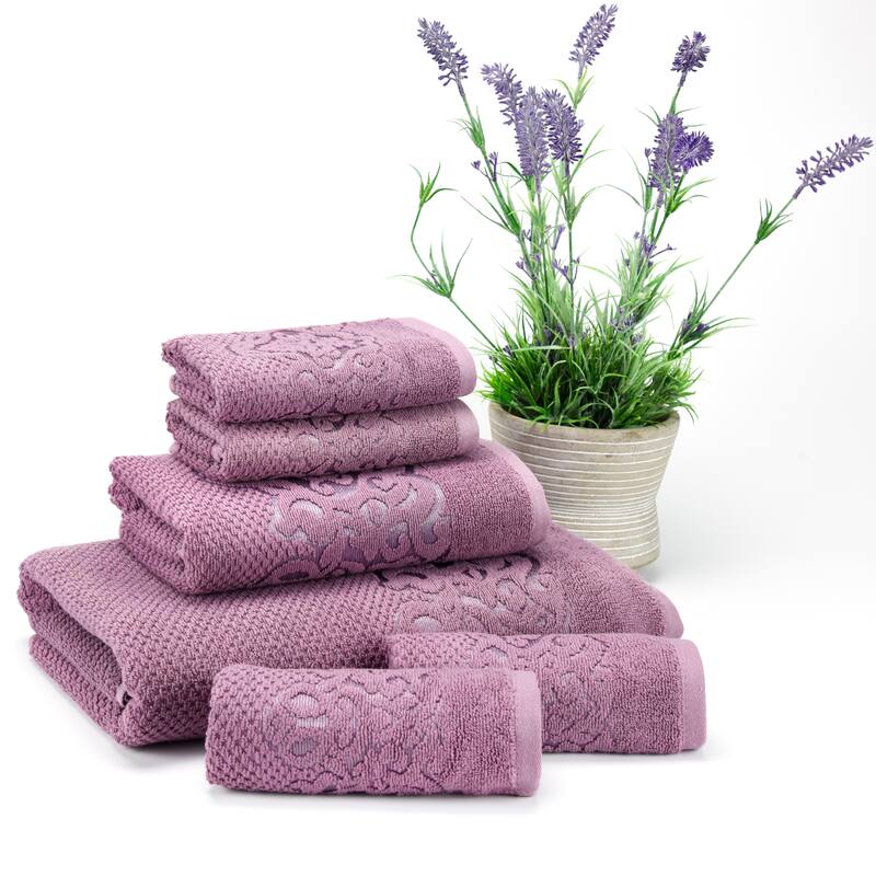 East'N Blue Galata Turkish Cotton Bath Towel Set (Set of 6) - (1 Bath Towel, 1 Hand Towel, 4 Washcloth)