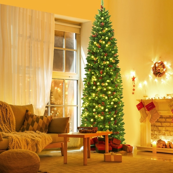 Pre lit pencil christmas tree clearance new arrivals