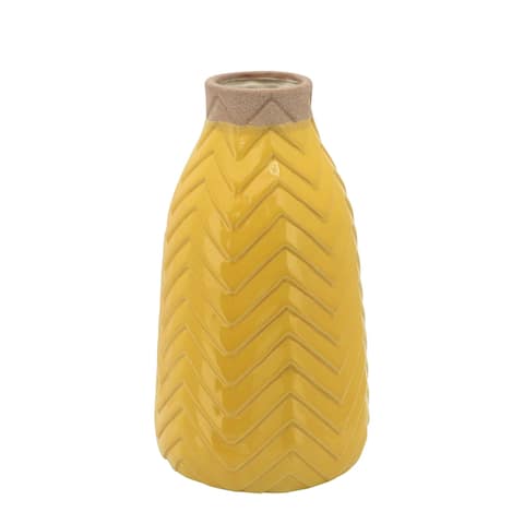 12" Chevron Vase, Yellow 12.0"H