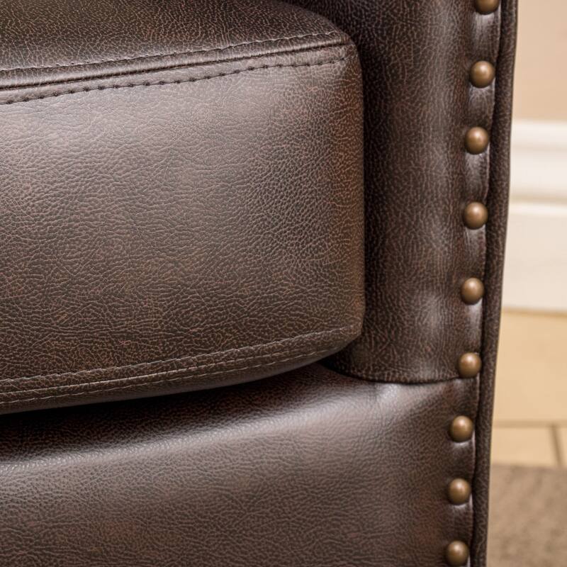 Austin Brown Bonded Leather Club Chair by Christopher Knight Home