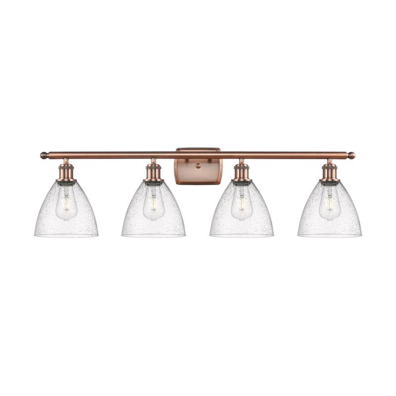 Innovations Lighting 516-4W-12-38 Bristol Vanity Bristol Glass 4 Light - Antique Copper / Seedy