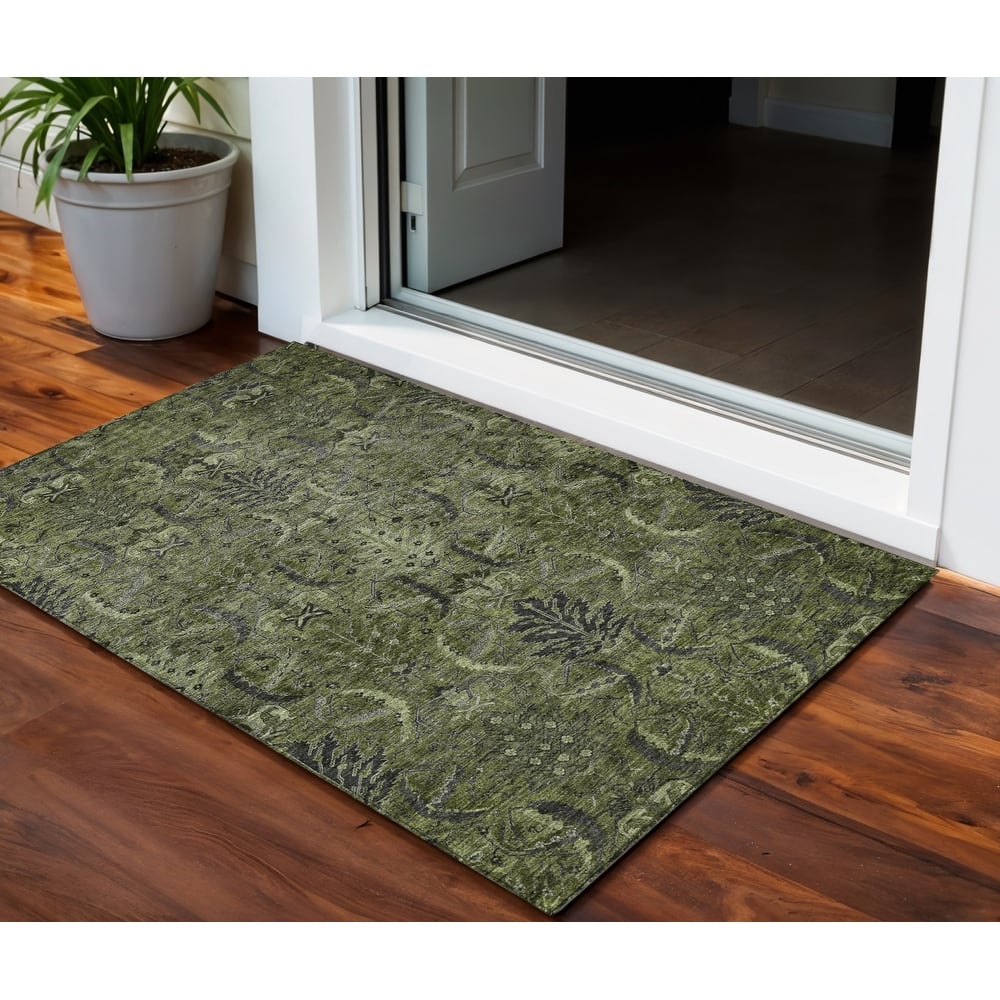 HomeRoots Damask Transitional Rectangle Outdoor Rug