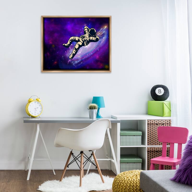 Stupell Relaxing Astronaut in Space Framed Floater Canvas Wall Art Design By Jesse Keith