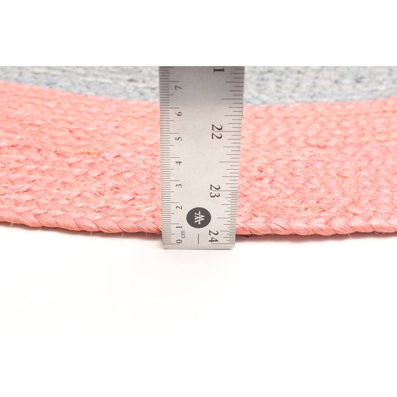 ECARPETGALLERY Braided Weave Palas Denizli Salmon Jute Rug - 3'3 x 3'3