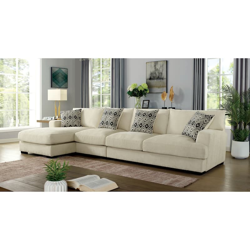 Kintra Contemporary Chenille Upholstered Large L-Shaped Sectional by Furniture of America