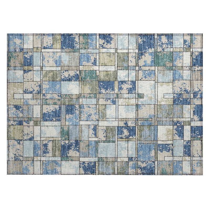 Machine Washable Indoor/ Outdoor Patchwork Chantille Rug