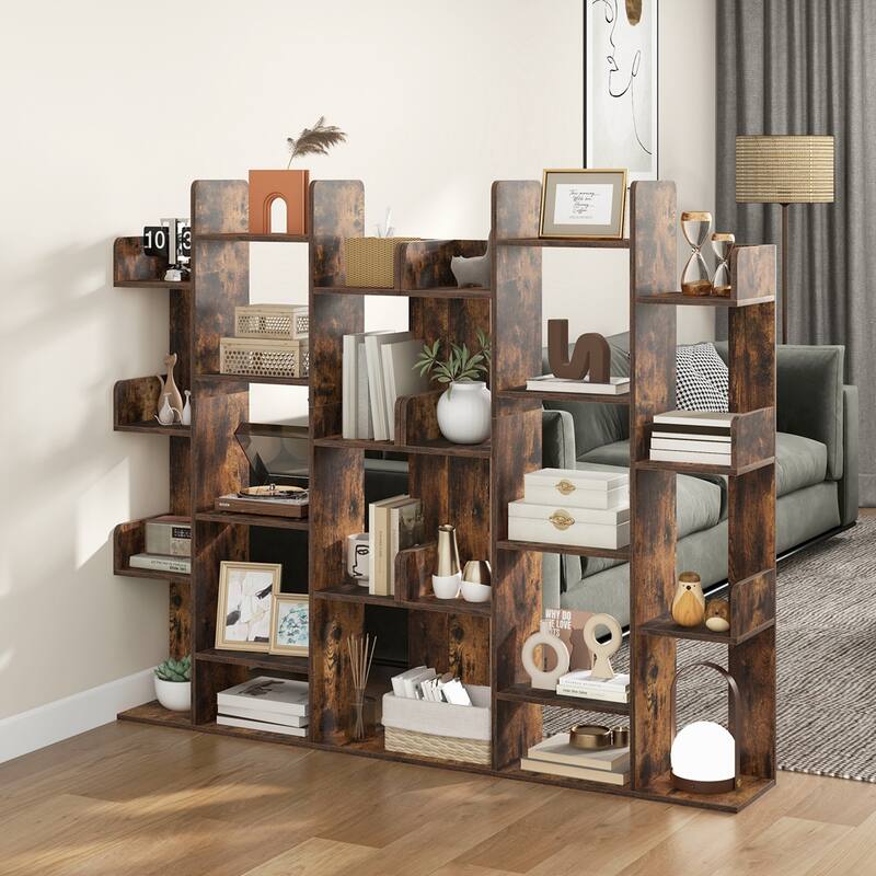 Costway 1/2 PCS Bookshelf Tree-Shaped Bookcase with 13 Storage Shelf - 2 PCS