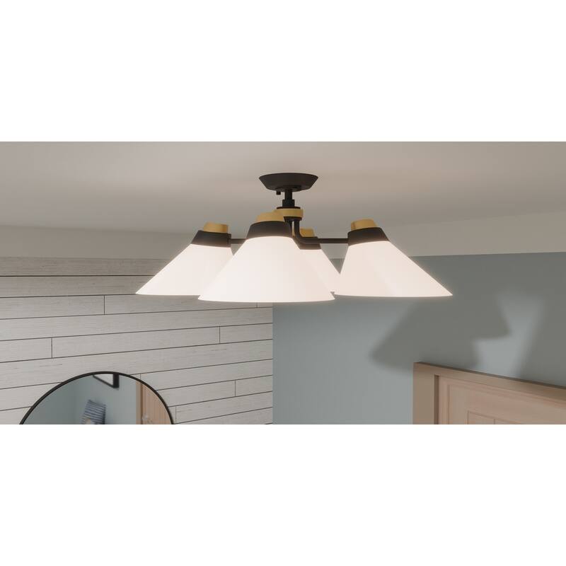 Graft 4-Light Matte Black Semi-Flush Mount Light