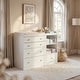 preview thumbnail 1 of 10, Modern White 6-Drawer Dresser with Open Storage, Wide Chest of Drawers for Bedroom, Nursery Changing Area & Closet Organization