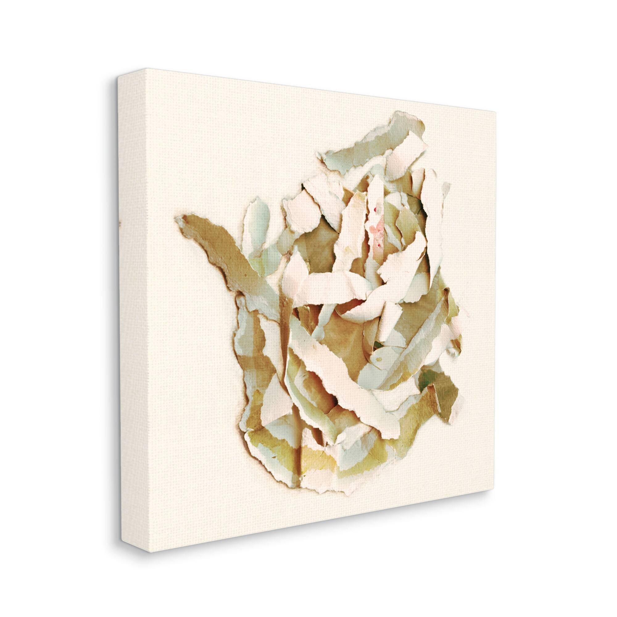 Stupell Rose Plant Sliced Paper Pattern Neutral Abstract Collage Canvas ...