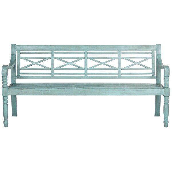 Safavieh Outdoor Living Karoo Beach House Blue Bench - 70.1" x 24.4" x 34.3"