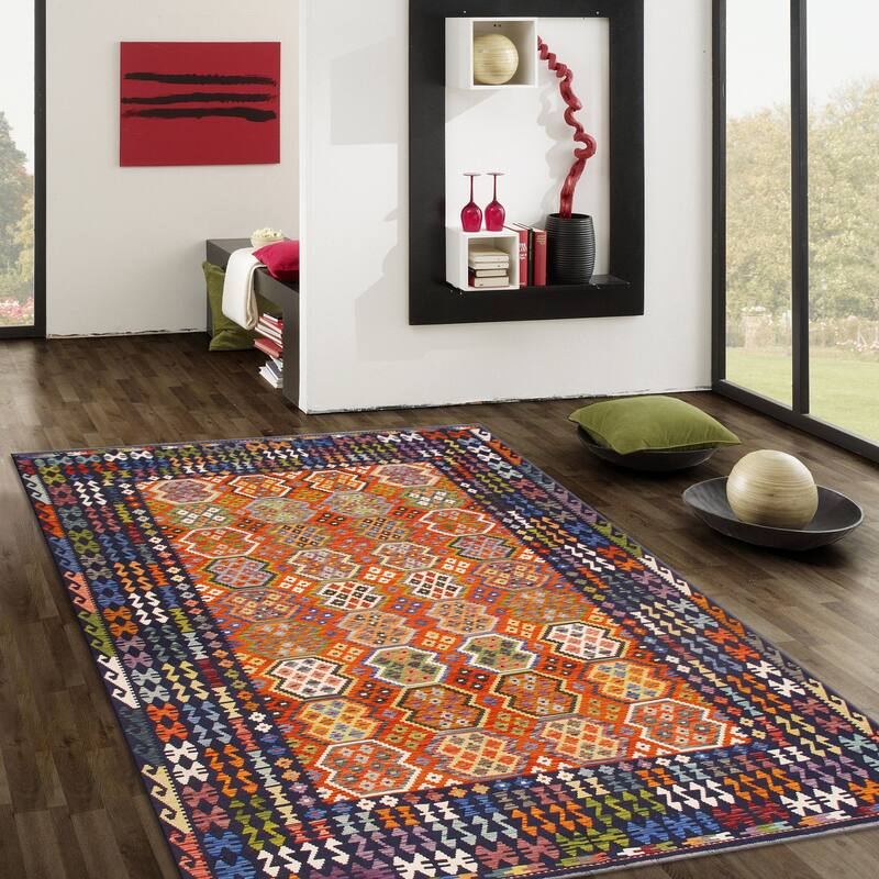 Pasargad Home Kilim Reversible Wool Multicolor Area Rug - 8' 4'' X 11'11''