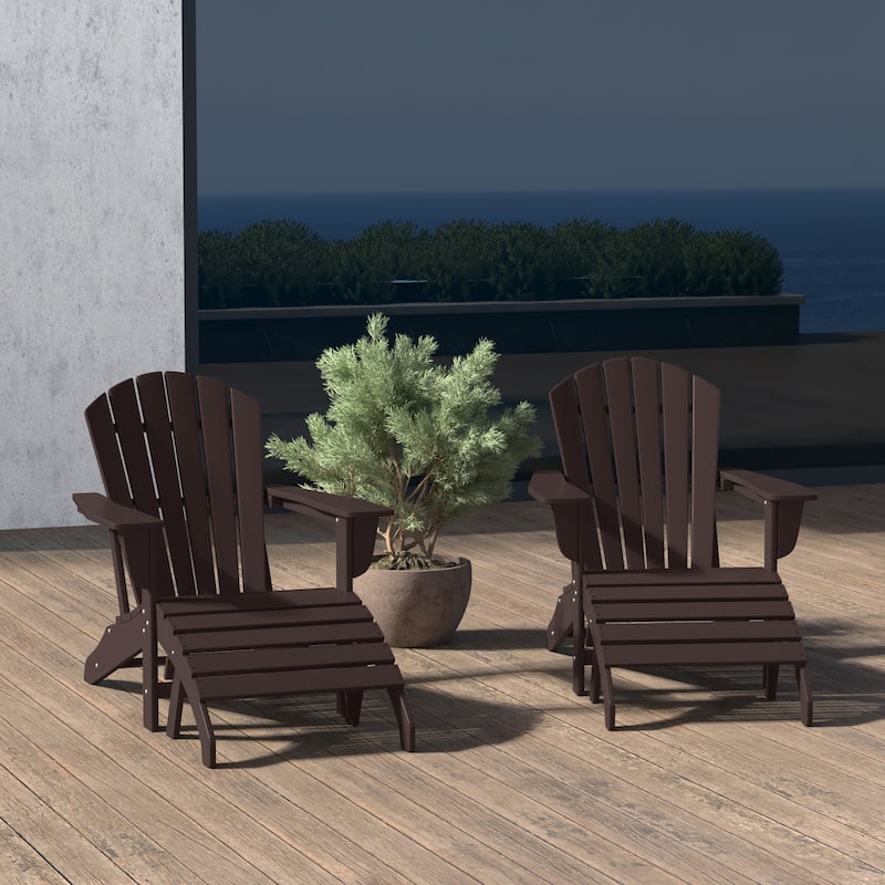 Altura Outdoor Eco-Friendly All Weather Adirondack Chairs with Ottomans (4-Piece Conversation Set)