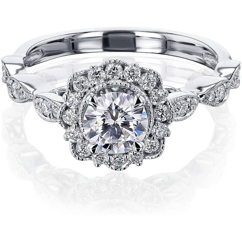 Annello by Kobelli 10K Gold Moissanite The Floral Spring Ring (HI/VS, HI/I) - 11 - White