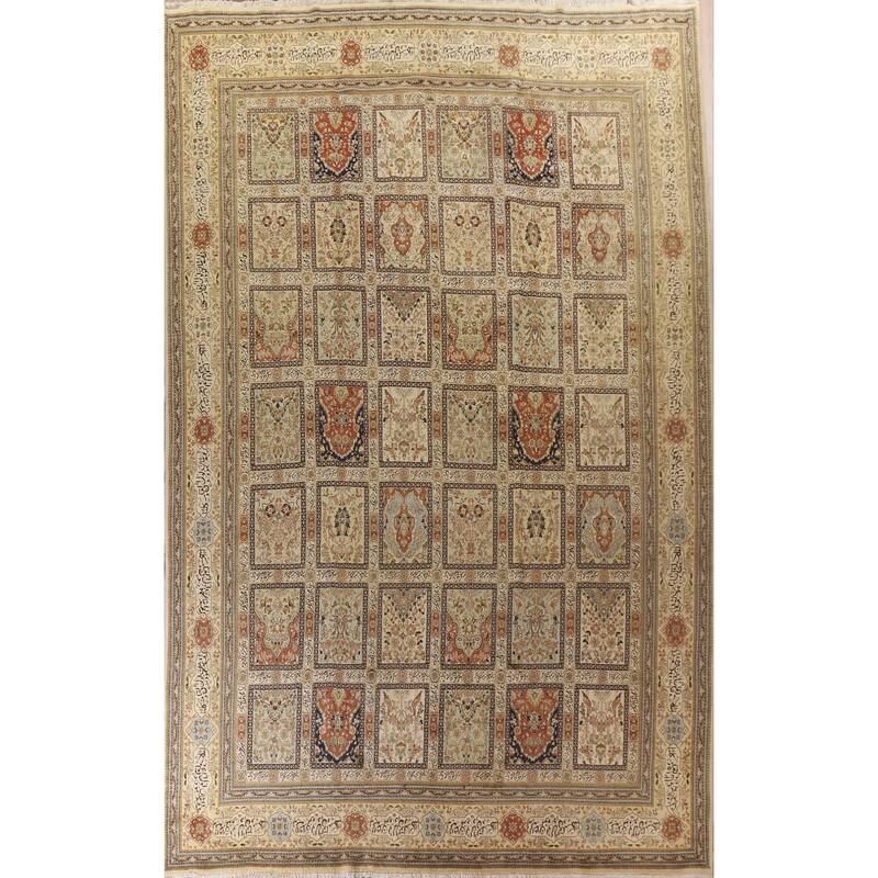 Hand Knotted Oriental 100% Wool Carpet Traditional All-Over Beige & Ivories Tabriz Area Rug - 18' 2'' X 13' 1''