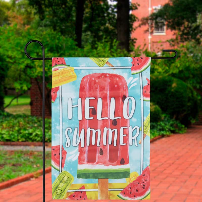 Hello Summer Ice Pop Outdoor Garden Flag 12.5" x 18"