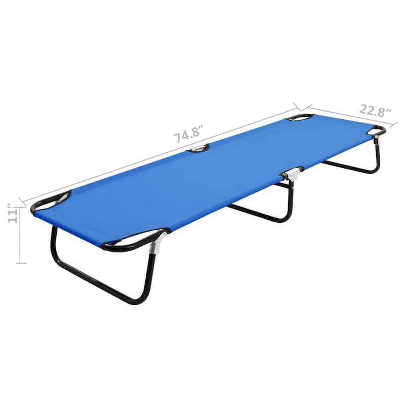 Zena Outdoor Foldable Sun Chaise Lounger 75inch, Steel, Blue Polyester