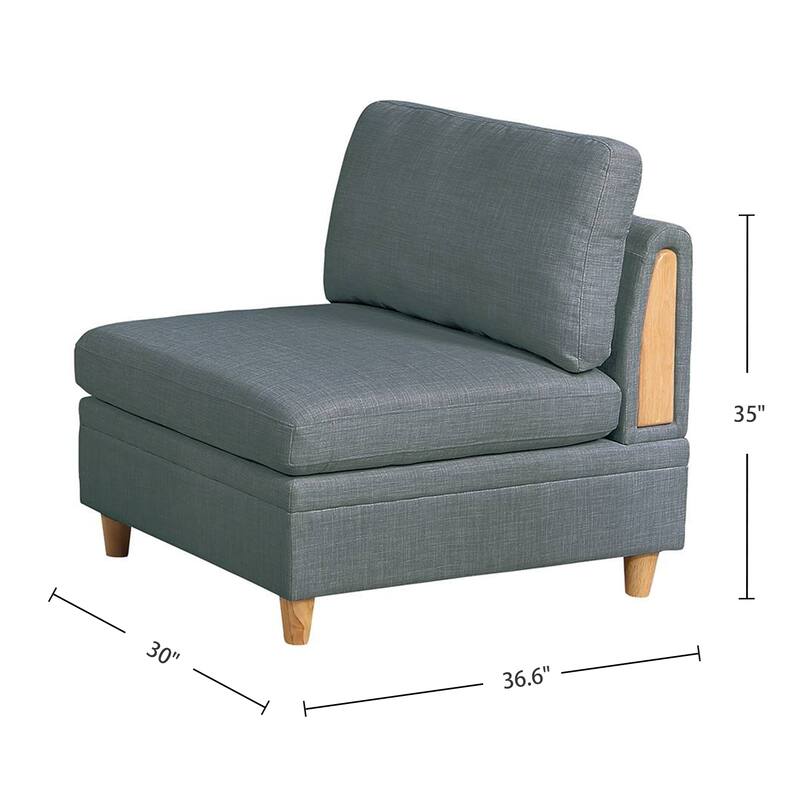 Dorris Fabric Upholstered Modular Armless Chair with Solid Wood Decoration