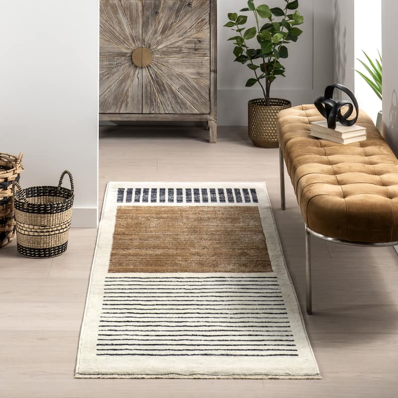 Nuloom Keeva Modern Striped Fringe Area Rug - 2' 8" x 7' 10" - Beige