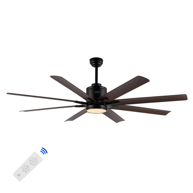 Miranda 66" 1-Light Contemporary Iron Mobile-App/Remote-Controlled 6-Speed Ceiling Fan with Integrated LED Light by JONATHAN Y